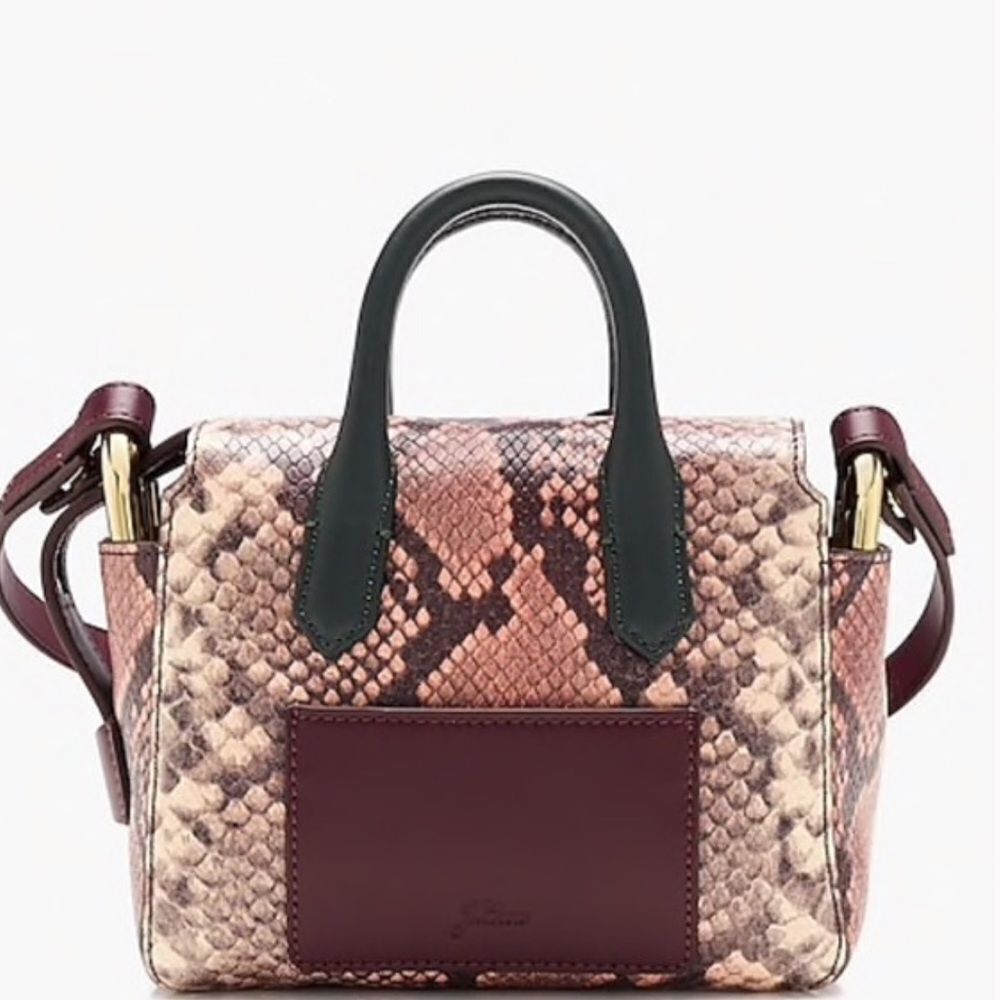 J Crew Mini Harper Snakeskin Embossed Leather Bag